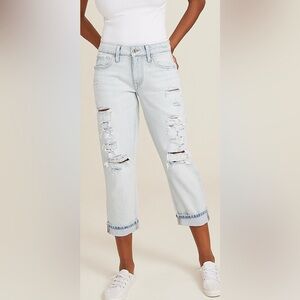 Edgely Ripped Relaxed Boyfriend Cropped Jeans